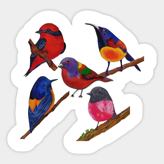 Colorful Birds Sticker by PaintingsbyArlette